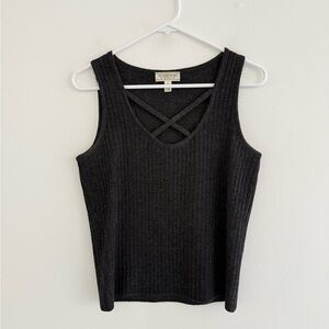 St. John Gray Wool Blend Knit Tank Small
